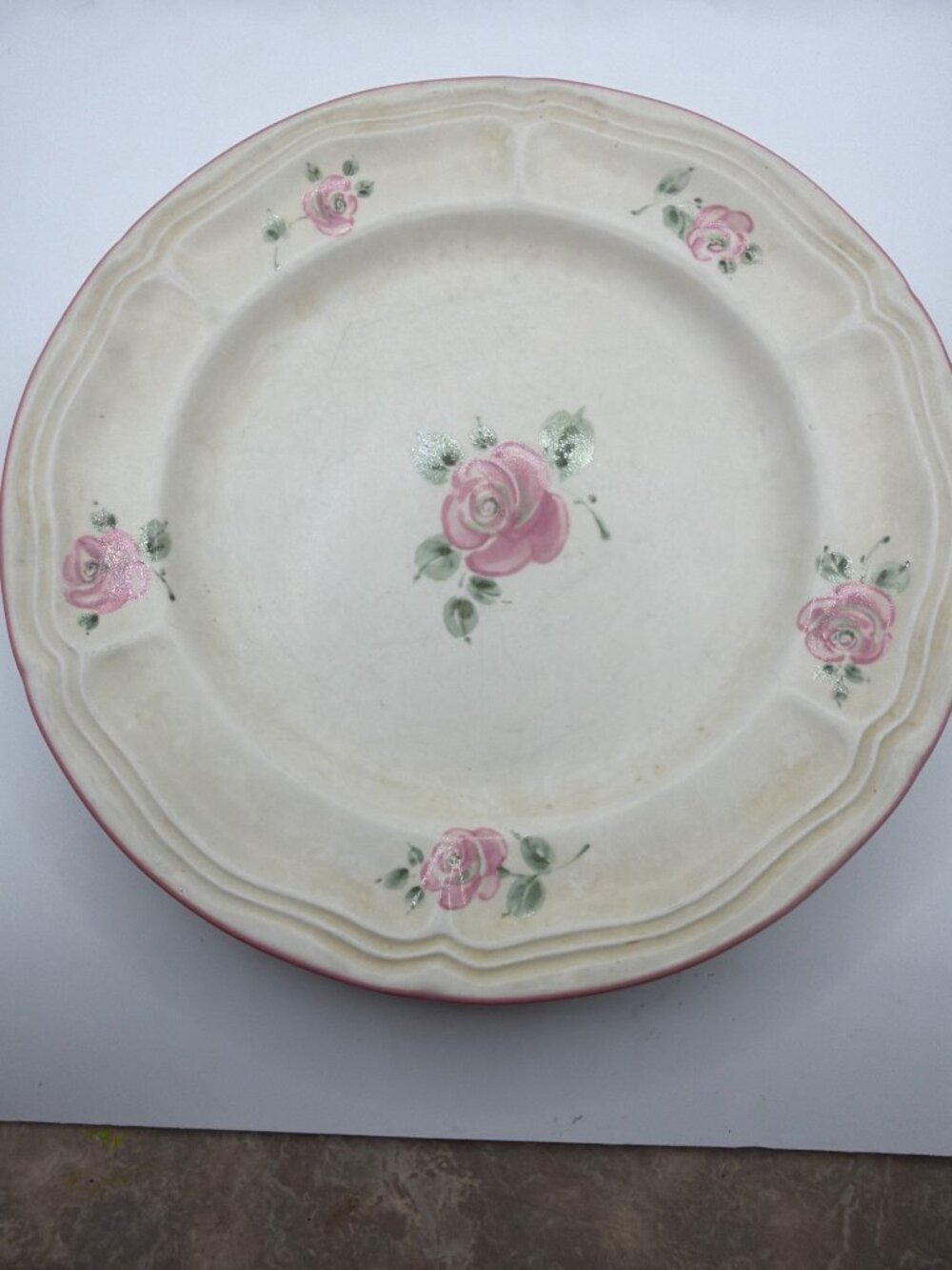 Vintage Gibson Everyday Floral Ceramic Plate With Pink Roses - Microwave & Dishw